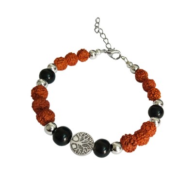 Stylish  Tree of life Black Quartz Rudraksha Bracelet